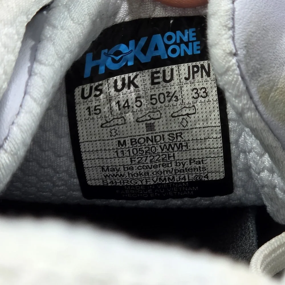 Men's Size 15 - Hoka One One HOKA Bondi SR White sneaker Slip Resistant Work
